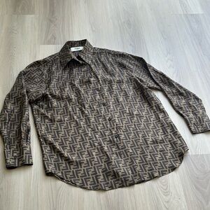 Fendi Brown Patterned Silk Shirt
